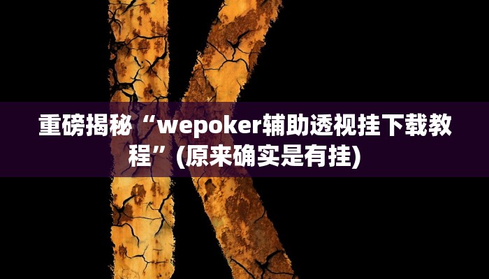 重磅揭秘“wepoker辅助透视挂下载教程”(原来确实是有挂)