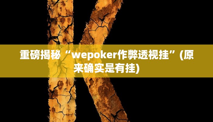 实测辅助”wepoker辅助挂方法”(详细开挂教程)