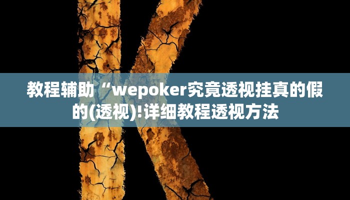 实测辅助”wePoker透视挂作弊方法”(详细开挂教程)