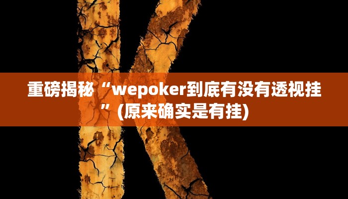 重磅揭秘“wepoker到底有没有透视挂”(原来确实是有挂)