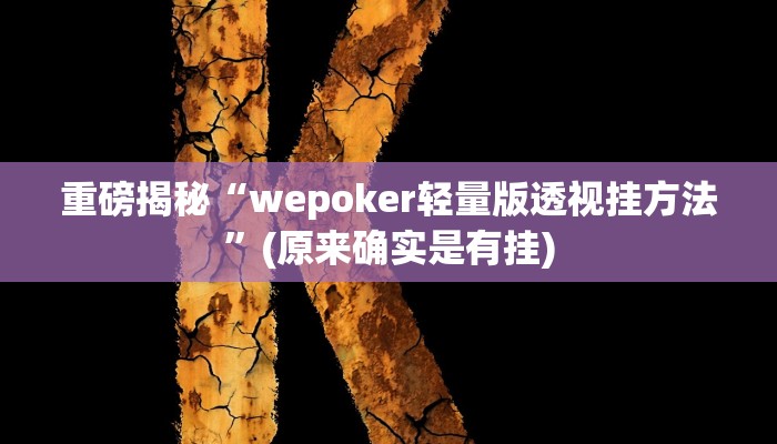 实测辅助”WepoKer能透视吗”(详细开挂教程)
