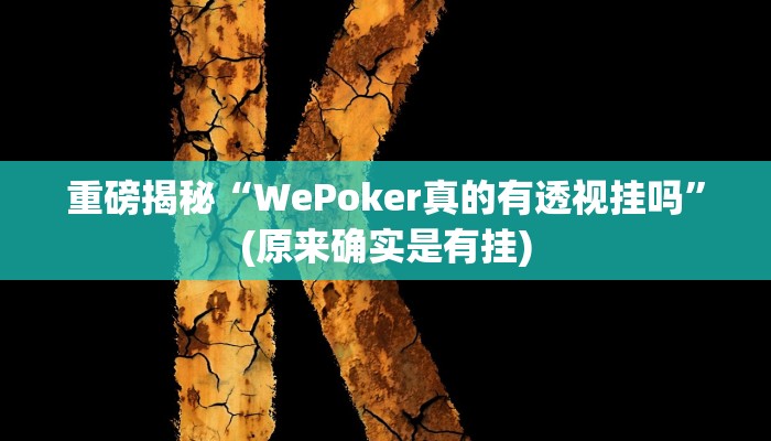 重磅揭秘“WePoker真的有透视挂吗”(原来确实是有挂)