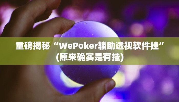 实测辅助”wePOker轻量版透视挂”(详细开挂教程)