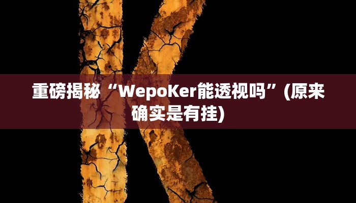 实测辅助”WePoker俱乐部通用挂”(详细开挂教程)