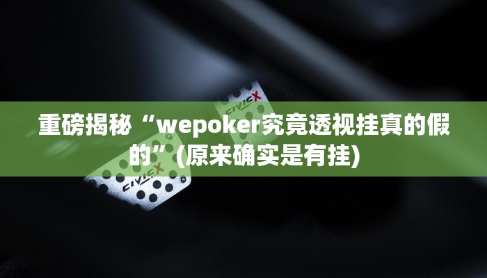 实测辅助”wepoker透视挂辅助”(详细开挂教程)