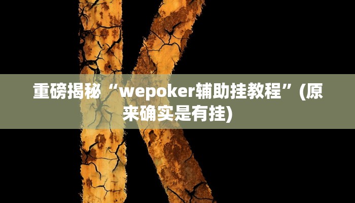 重磅揭秘“wepoker辅助挂教程”(原来确实是有挂)