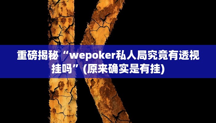 实测辅助”德州wepoker作弊透视”(详细开挂教程)
