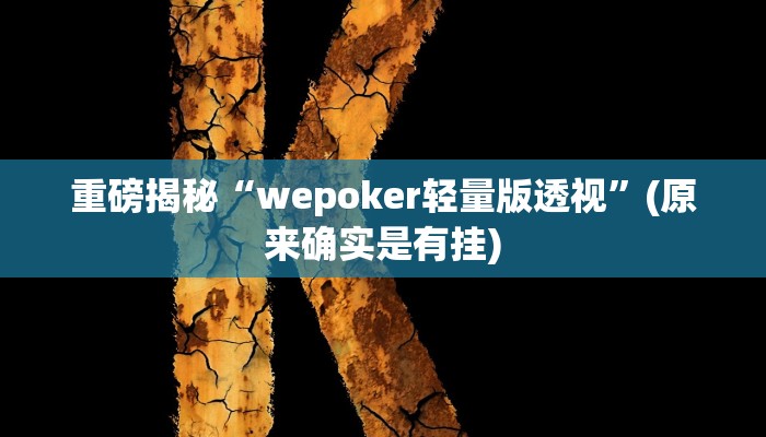 实测辅助”德州wepoker作弊挂”(详细开挂教程)