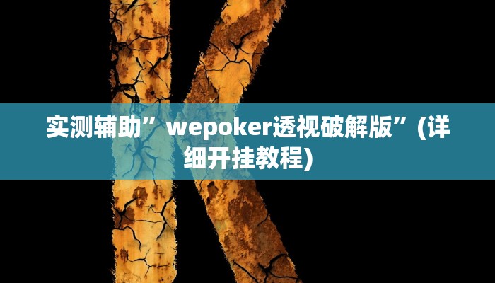 实测辅助”wepoker透视破解版”(详细开挂教程)