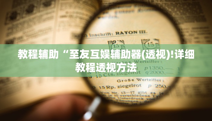 教程辅助“至友互娱辅助器(透视)!详细教程透视方法