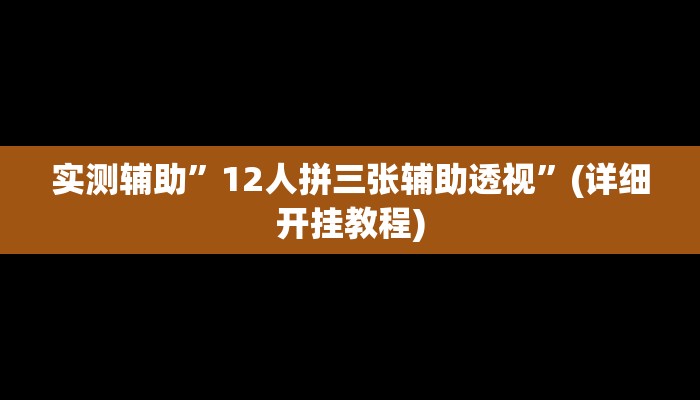 实测辅助”12人拼三张辅助透视”(详细开挂教程)