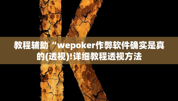 教程辅助“wepoker作弊软件确实是真的(透视)!详细教程透视方法