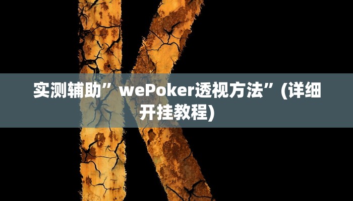 实测辅助”wePoker透视方法”(详细开挂教程)