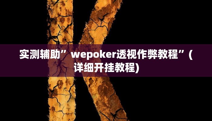 实测辅助”wepoker透视作弊教程”(详细开挂教程)