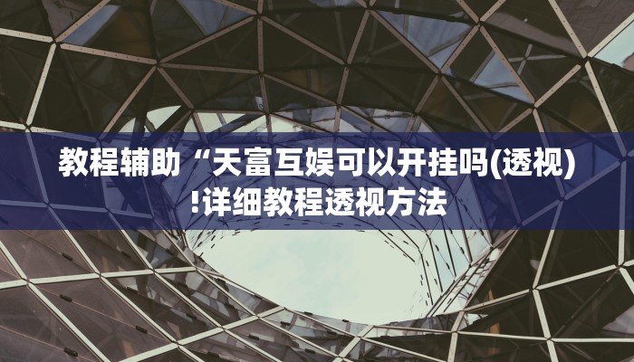 教程辅助“天富互娱可以开挂吗(透视)!详细教程透视方法