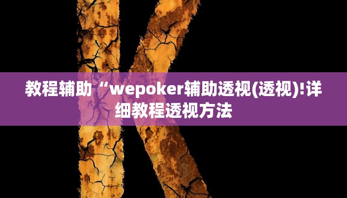 教程辅助“wepoker辅助透视(透视)!详细教程透视方法