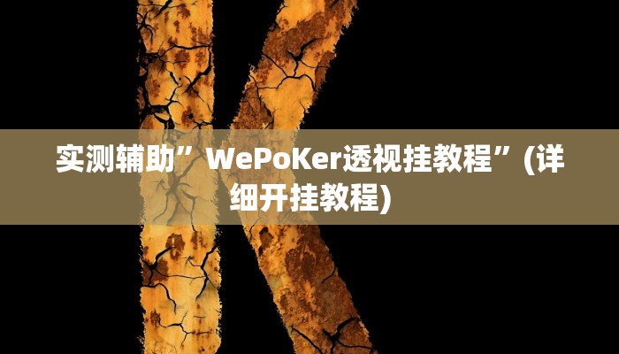 实测辅助”WePoKer透视挂教程”(详细开挂教程)