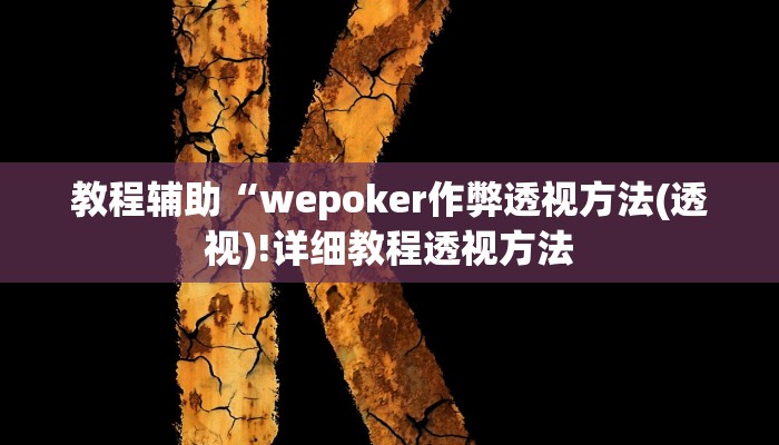 教程辅助“wepoker作弊透视方法(透视)!详细教程透视方法