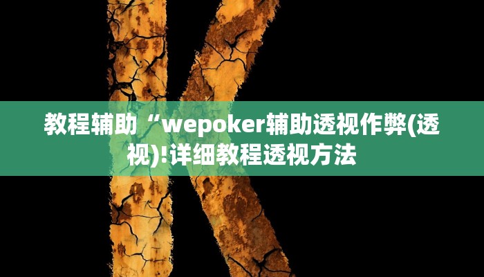 教程辅助“wepoker辅助透视作弊(透视)!详细教程透视方法