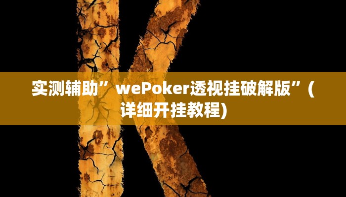 实测辅助”wePoker透视挂破解版”(详细开挂教程)