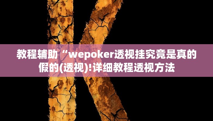 教程辅助“wepoker透视挂究竟是真的假的(透视)!详细教程透视方法