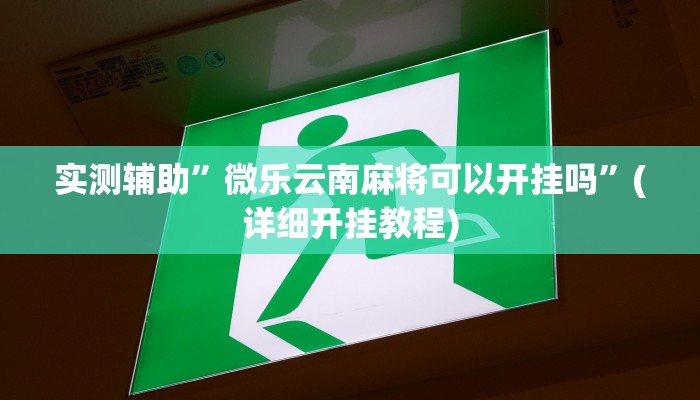 实测辅助”微乐云南麻将可以开挂吗”(详细开挂教程)