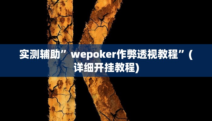 实测辅助”wepoker作弊透视教程”(详细开挂教程)