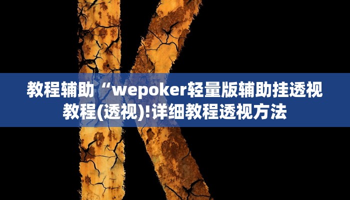 教程辅助“wepoker轻量版辅助挂透视教程(透视)!详细教程透视方法