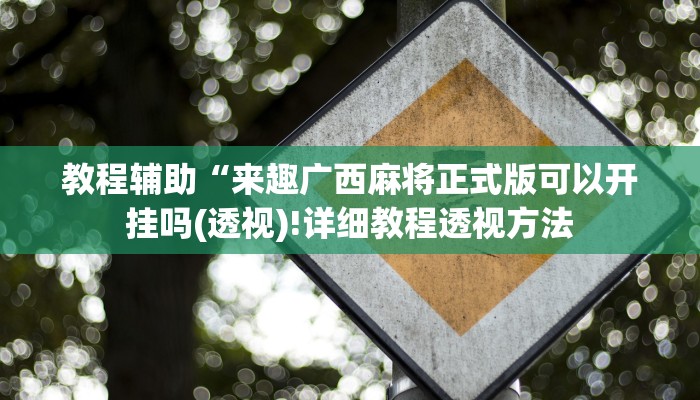 教程辅助“来趣广西麻将正式版可以开挂吗(透视)!详细教程透视方法