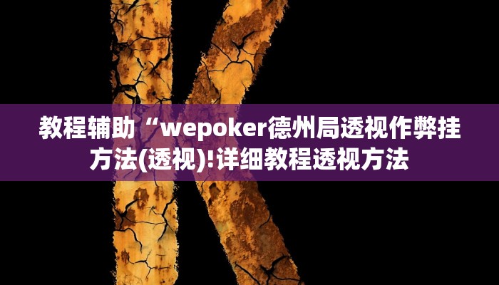 教程辅助“wepoker德州局透视作弊挂方法(透视)!详细教程透视方法