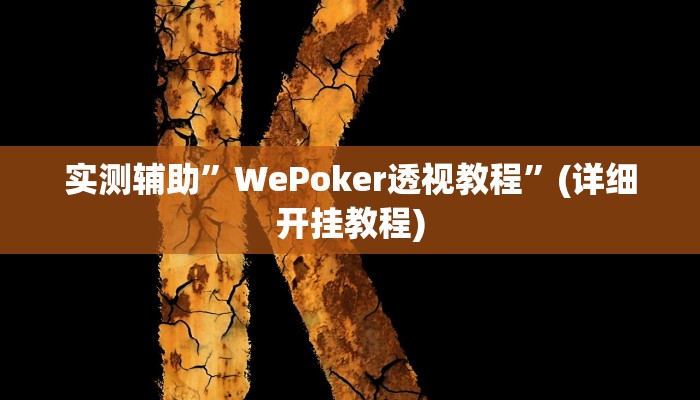 实测辅助”WePoker透视教程”(详细开挂教程)