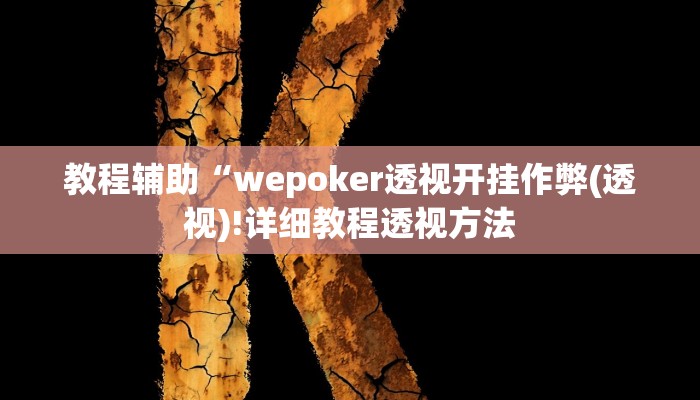 教程辅助“wepoker透视开挂作弊(透视)!详细教程透视方法