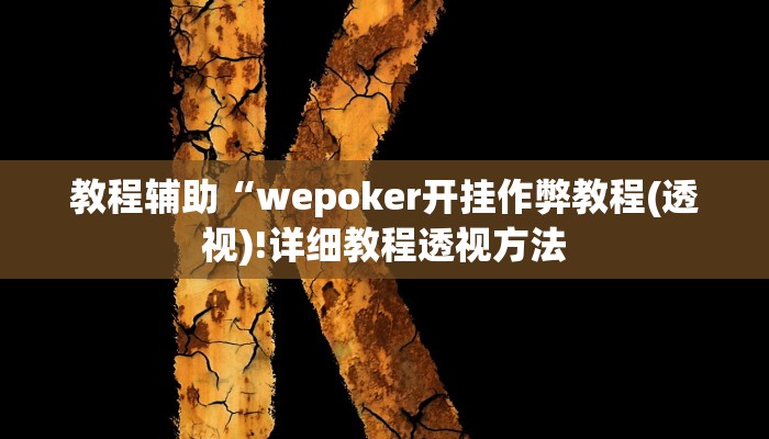 教程辅助“wepoker开挂作弊教程(透视)!详细教程透视方法