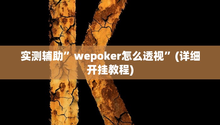 实测辅助”wepoker怎么透视”(详细开挂教程)