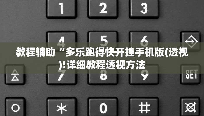 教程辅助“多乐跑得快开挂手机版(透视)!详细教程透视方法