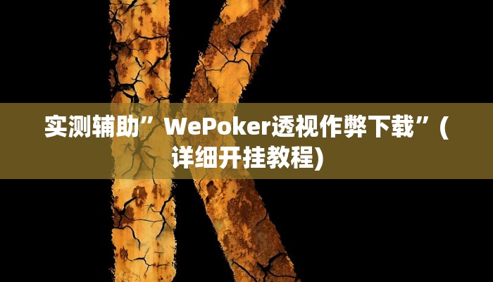 实测辅助”WePoker透视作弊下载”(详细开挂教程)