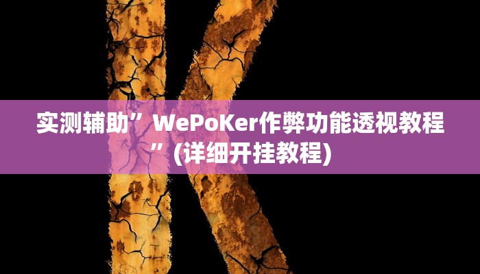 实测辅助”WePoKer作弊功能透视教程”(详细开挂教程)