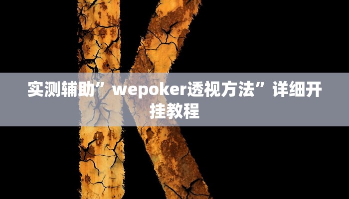 实测辅助”wepoker透视方法”详细开挂教程