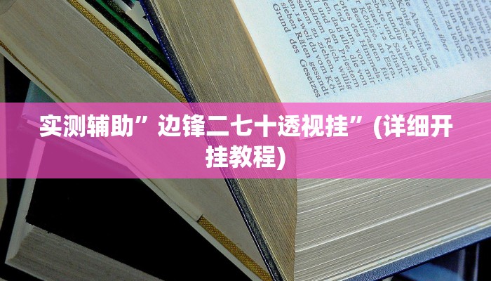 实测辅助”边锋二七十透视挂”(详细开挂教程)