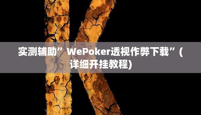 实测辅助”WePoker透视作弊下载”(详细开挂教程)