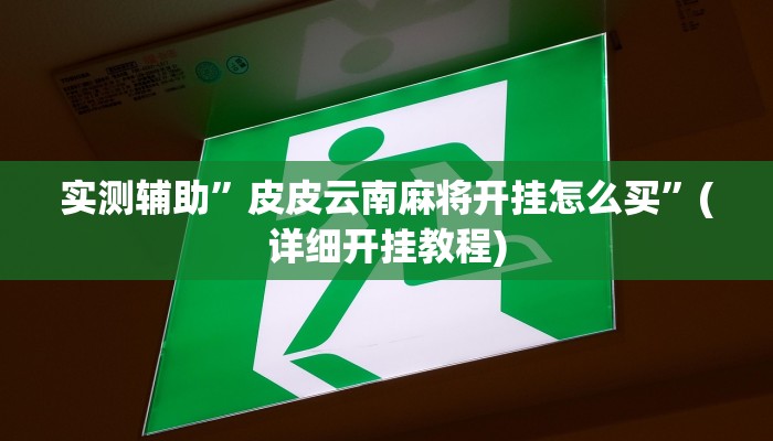 实测辅助”皮皮云南麻将开挂怎么买”(详细开挂教程)