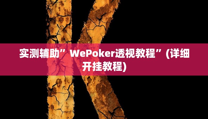 实测辅助”WePoker透视教程”(详细开挂教程)