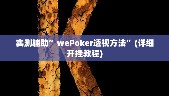 实测辅助”wePoker透视方法”(详细开挂教程)