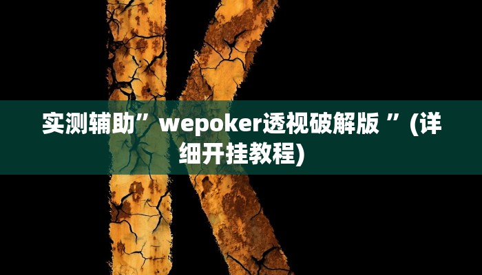 实测辅助”wepoker透视破解版 ”(详细开挂教程)