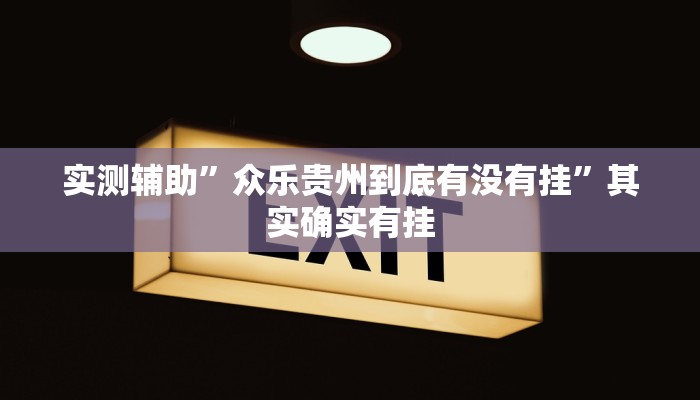 实测辅助”众乐贵州到底有没有挂”其实确实有挂