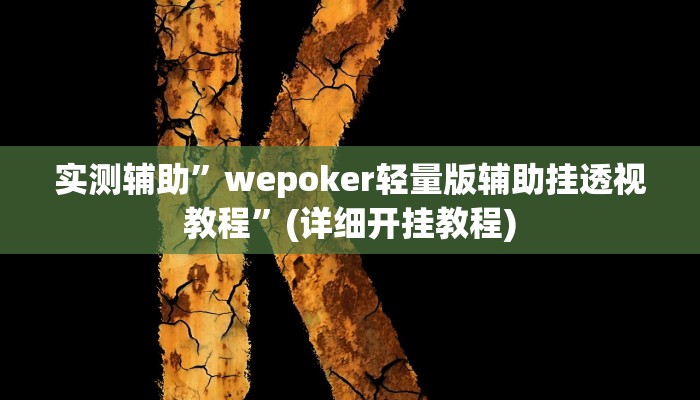实测辅助”wepoker轻量版辅助挂透视教程”(详细开挂教程)