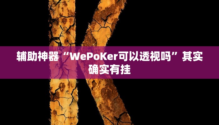 辅助神器“WePoKer可以透视吗”其实确实有挂