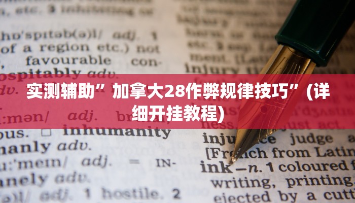 实测辅助”加拿大28作弊规律技巧”(详细开挂教程)