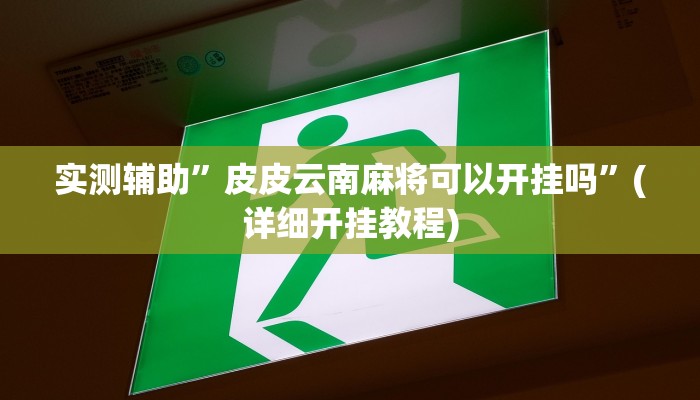 实测辅助”皮皮云南麻将可以开挂吗”(详细开挂教程)