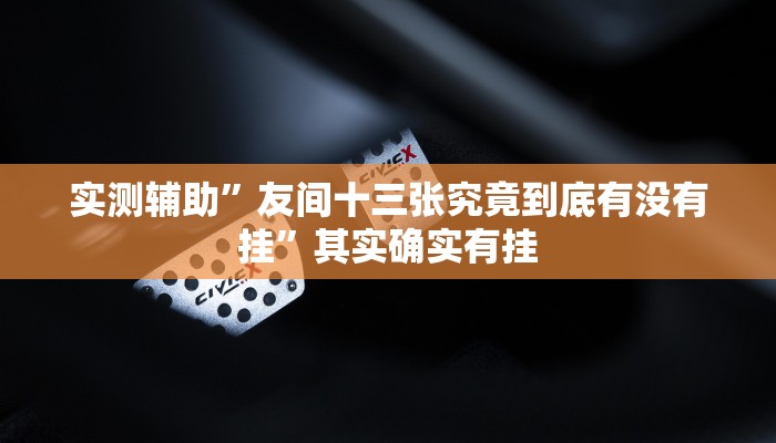 实测辅助”友间十三张究竟到底有没有挂”其实确实有挂